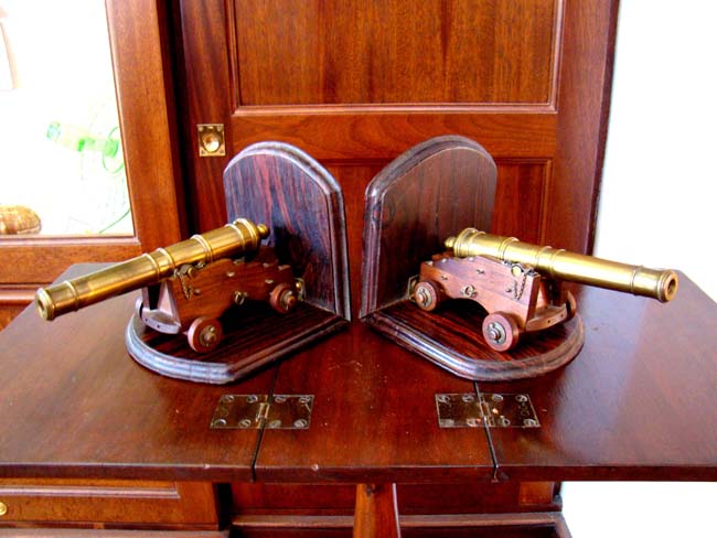 A pair of scale model 24 pounder Naval Cannons with bookend mounts — image 2